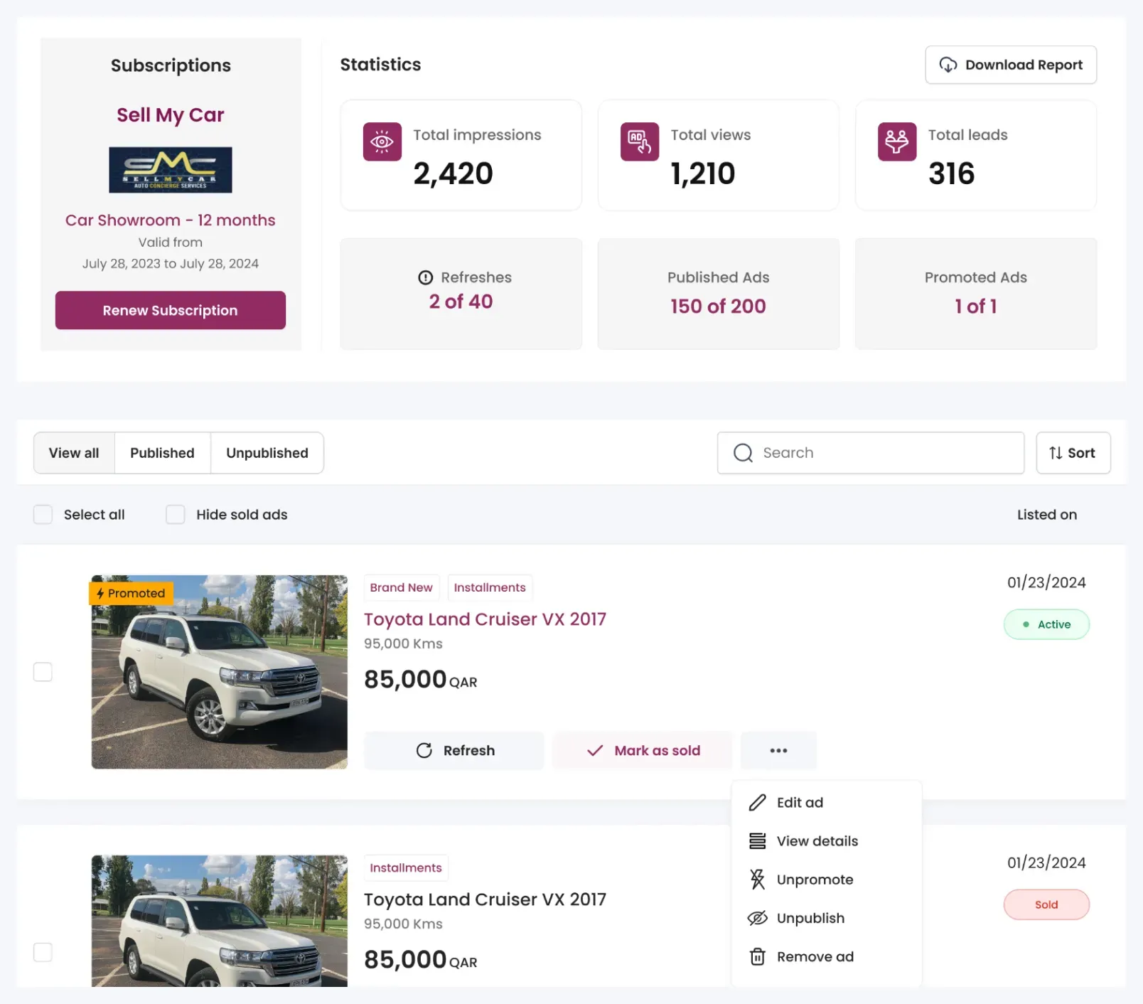 Dashboard View